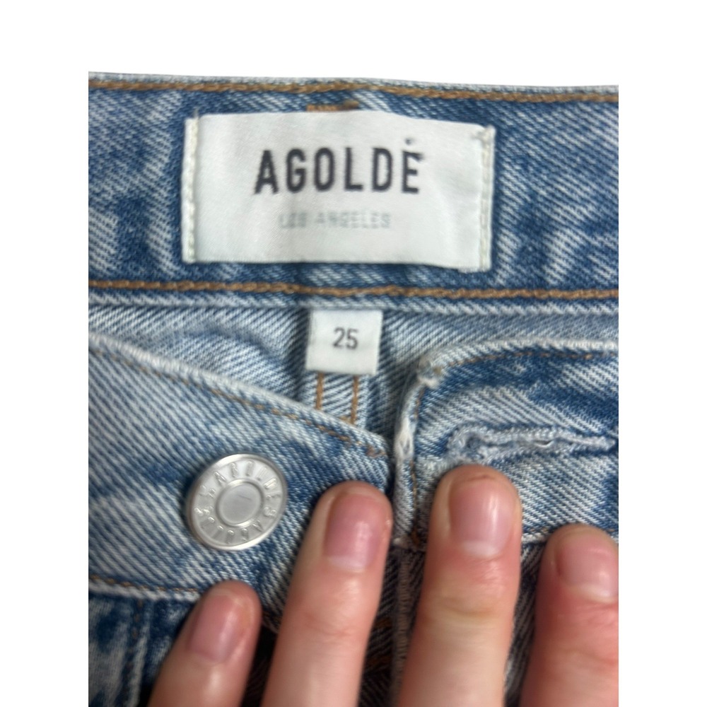 Agolde 90's Crop Jeans Straight Leg Distressed Light Wash Blue Women's 25 - Picture 10 of 10